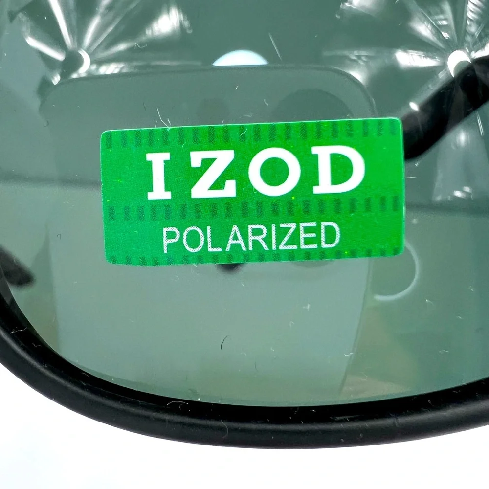 IZOD, POLARIZED, OLIVE GREEN LENSES, 100%UV PROTECTION, BLACK FRAME SUNGLASSES